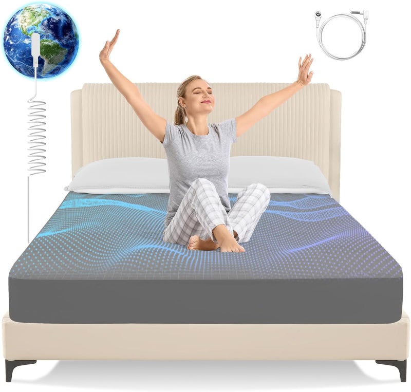OneAmg Grounding Sheets Queen Size Earth Grounded Fitted Bed Sheet with 10 Pure Silver Fiber 90 Organic Cotton for Improved Sleep Wellness Dark Gray Queen 80x60x15 - Image 2