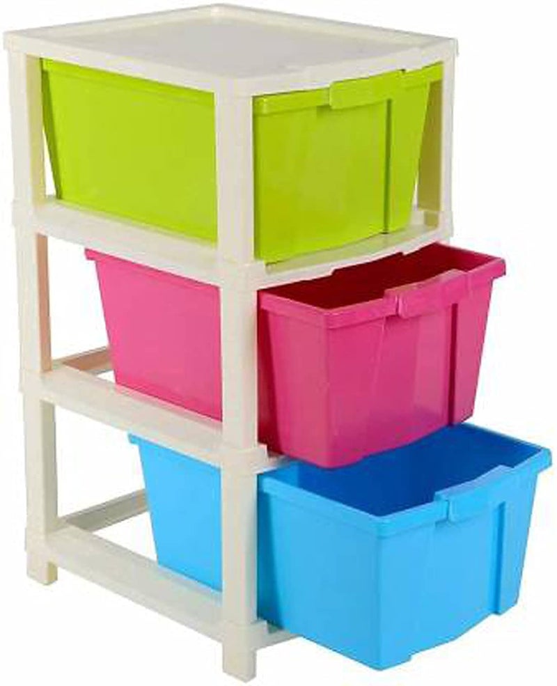 Lexazo 3 Layer Square Plastic Modular Drawer System Stomo Multi Purpose Chest of Drawer Organizer for Home Office Hospital Parlour and School Foldable Drawers Organizers Box Multicolor - Image 1