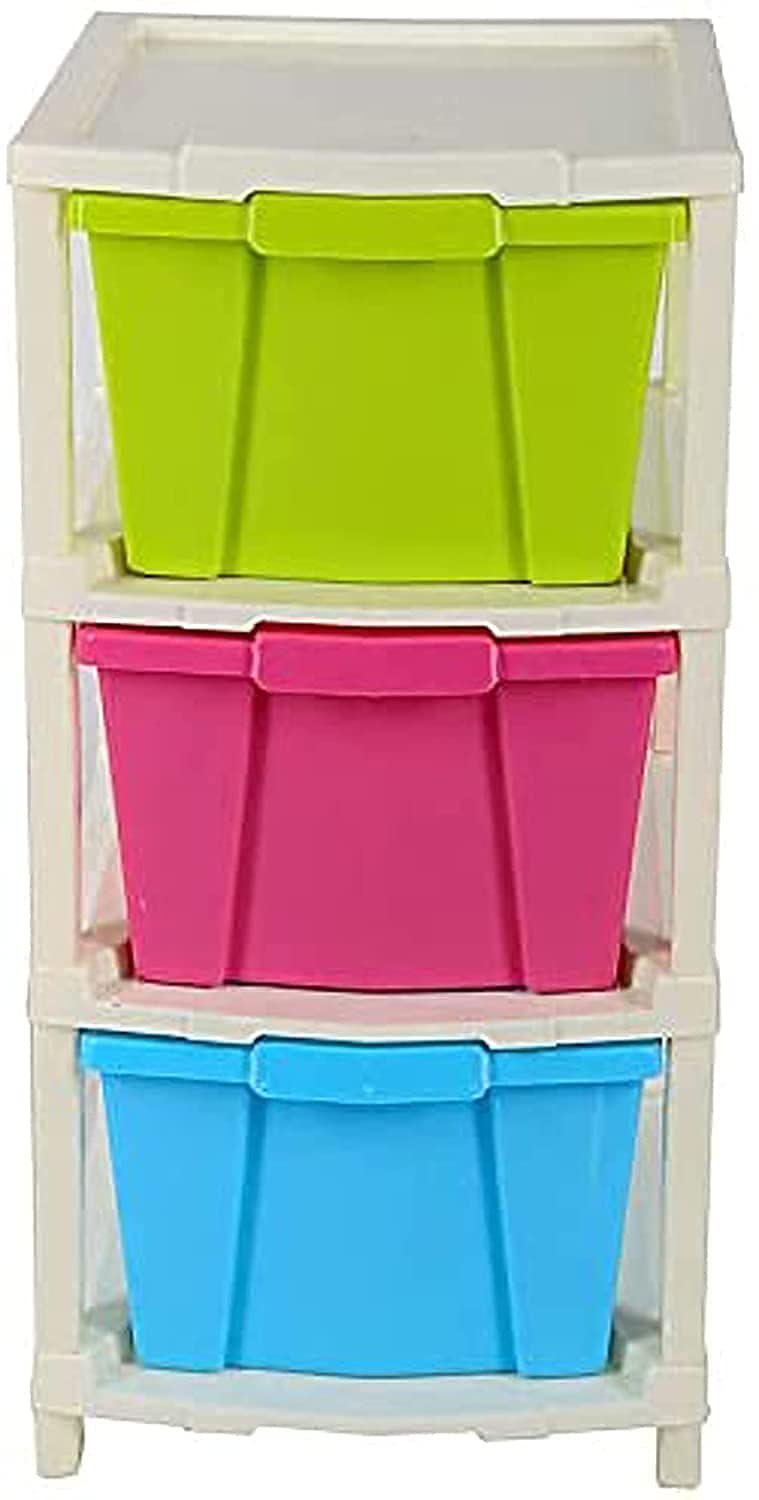 Lexazo 3 Layer Square Plastic Modular Drawer System Stomo Multi Purpose Chest of Drawer Organizer for Home Office Hospital Parlour and School Foldable Drawers Organizers Box Multicolor - Image 3