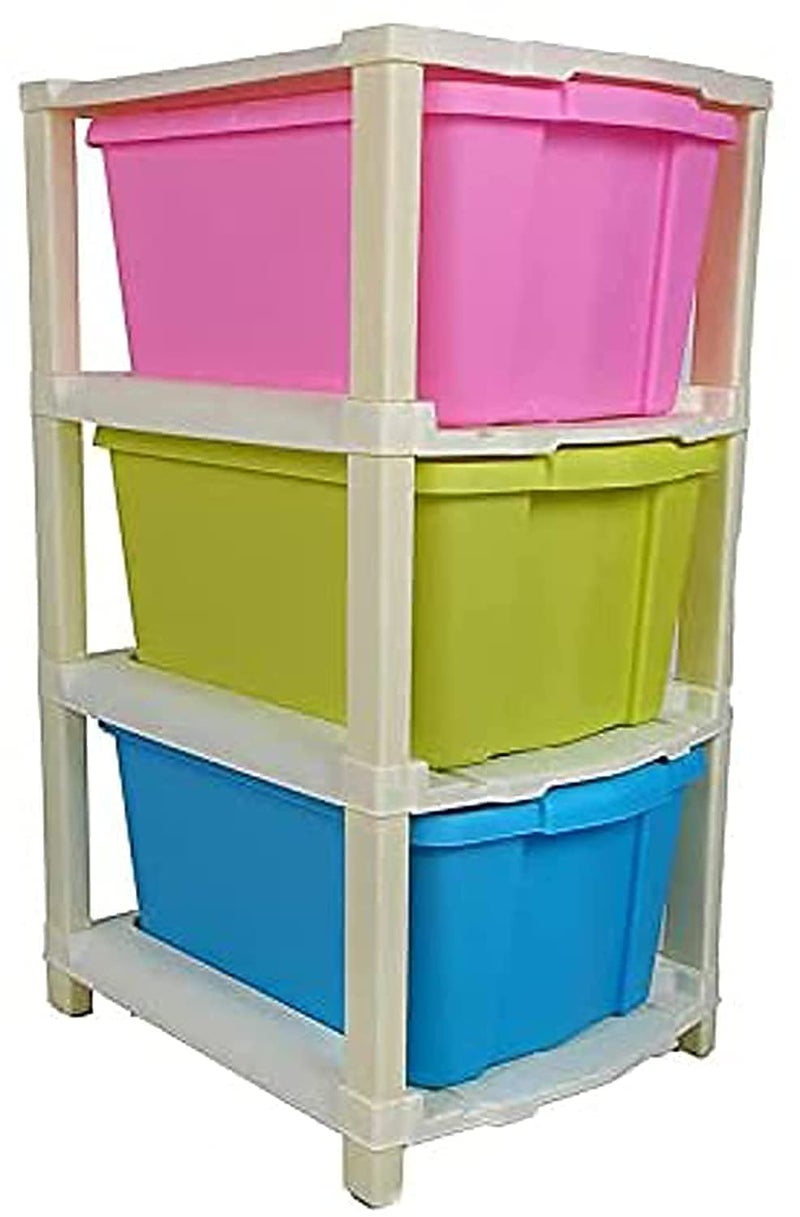 Lexazo 3 Layer Square Plastic Modular Drawer System Stomo Multi Purpose Chest of Drawer Organizer for Home Office Hospital Parlour and School Foldable Drawers Organizers Box Multicolor - Image 4