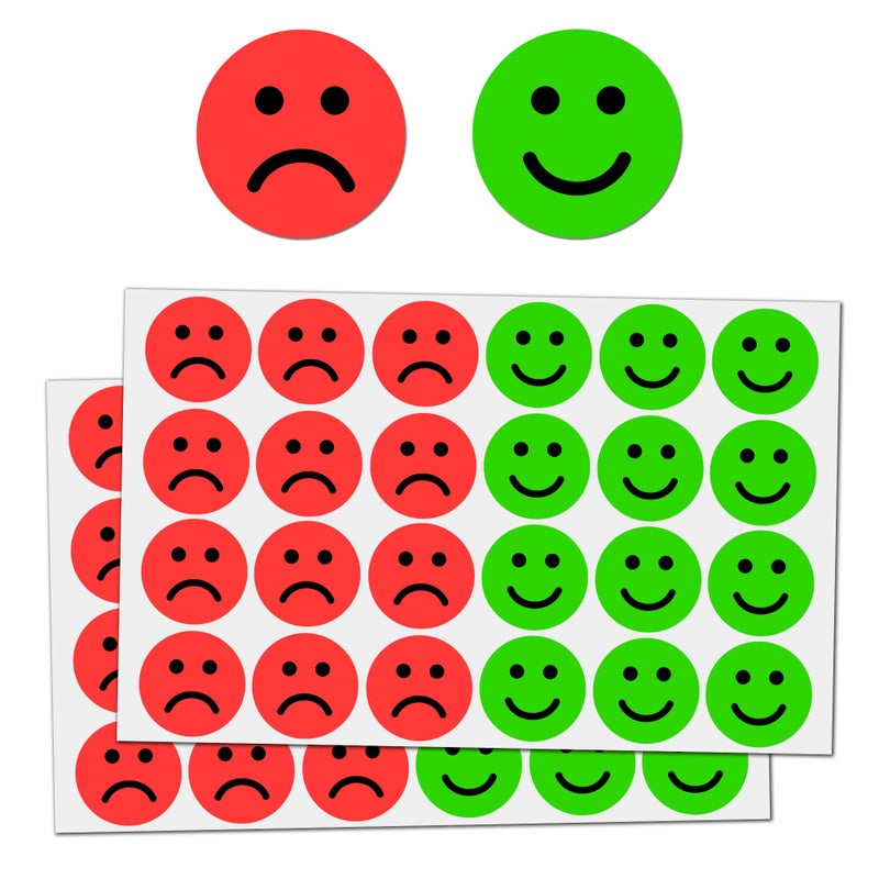 TownStix 600 Pack HappySad Smile Face Behavior Emotion Stickers RedGreen 1 - Image 2