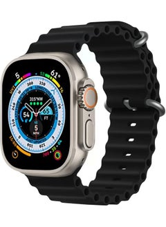 for Apple Watch Band Strap 42mm 44mm 45mm 49mm Ocean Soft Silicone Wristband Sport Replacement Bands with Adjustable Stainless Steel Buckle for iWatch Ultra Series 8 7 SE 6 5 4 3 2 1（Black）