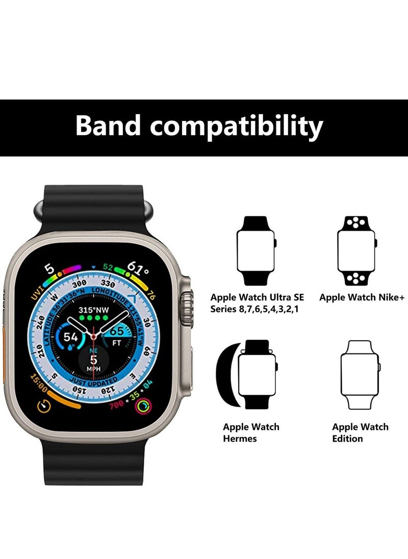 Generic - for Apple Watch Band Strap 42mm 44mm 45mm 49mm Ocean Soft Silicone Wristband Sport Replacement Bands with Adjustable Stainless Steel Buckle for iWatch Ultra Series 8 7 SE 6 5 4 3 2 1（Black） - Image 1