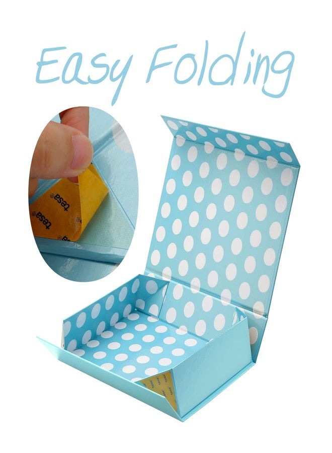 GREEN BEAN Gift Box 11x7.8x2.3 Inches, Baby Blue with Lid for Presents, Magnetic Closure, Shirt Gift Box for Clothes (Glossy Metallic Baby Blue, Polka Dot Design Inside) - Image 5