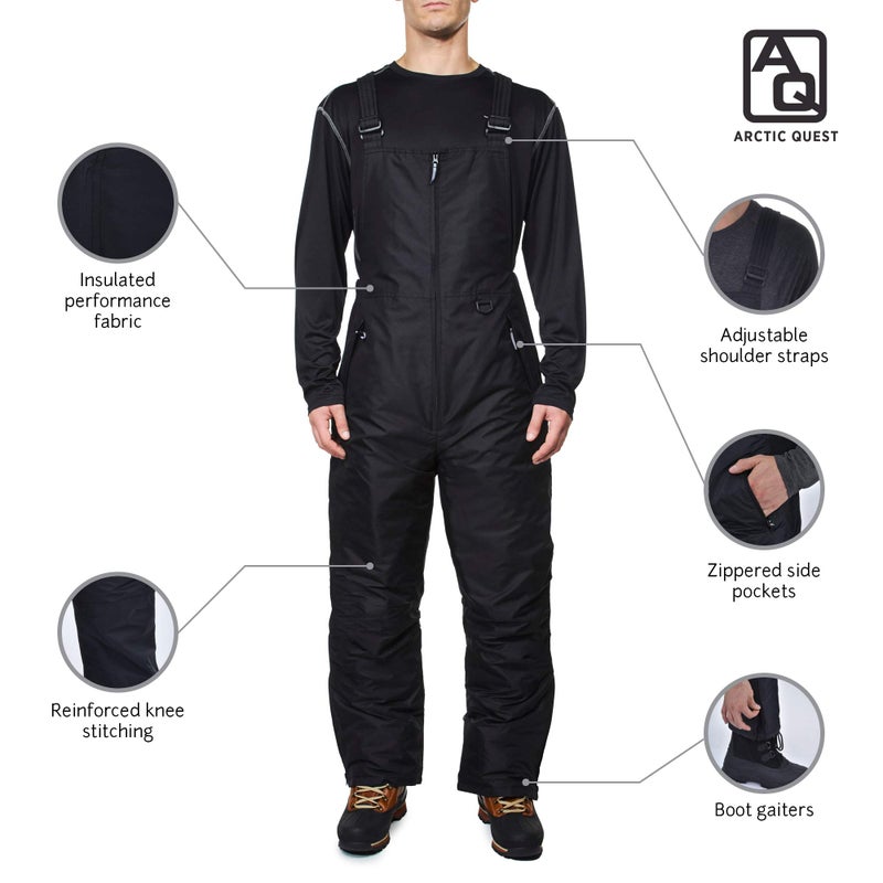 Arctic Quest Mens Insulated Snow and Ski Bib Overalls Snow Pants Snowboard Mens Overalls for Fishing, Hunting, Snowmobiling, Black, X-Large - Image 4