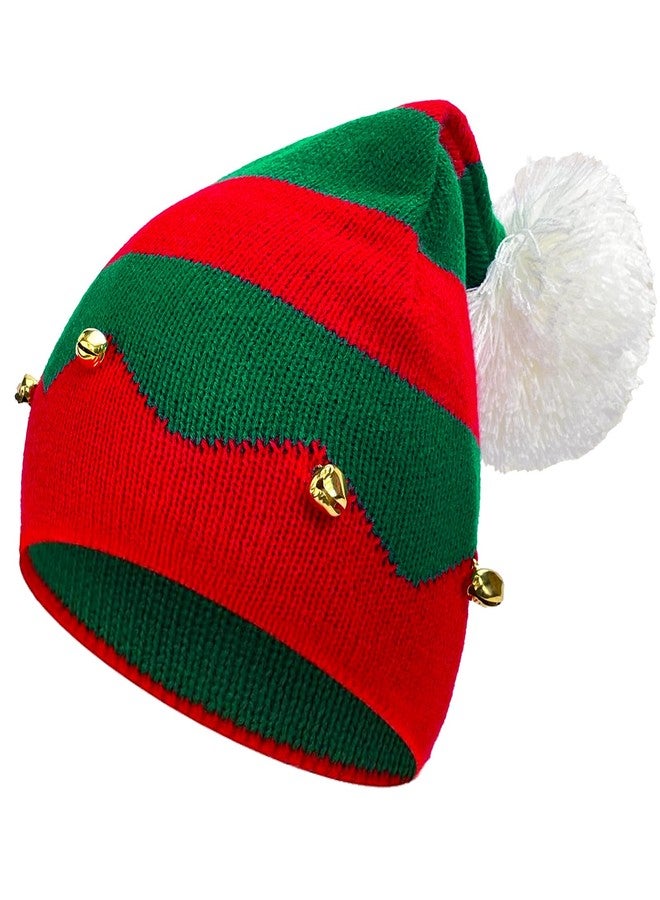 Asikkon Christmas Elf Knit Hat for Toddler, Beanie Knitted Xmas Hats with Jingle Bells for Kids 1 to 6 Years Old Children - Image 1