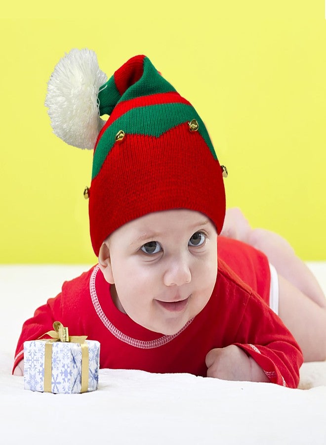 Asikkon Christmas Elf Knit Hat for Toddler, Beanie Knitted Xmas Hats with Jingle Bells for Kids 1 to 6 Years Old Children - Image 4