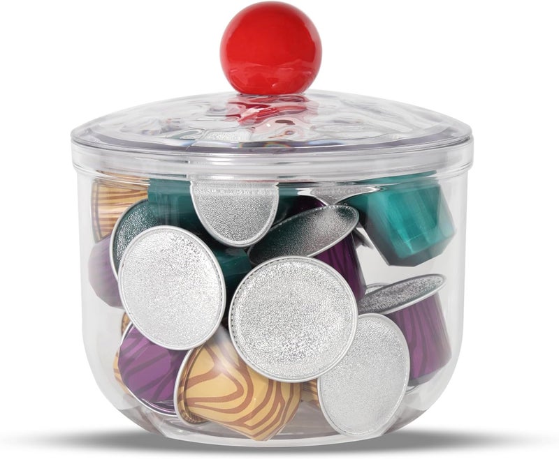 OKOMATCH Coffee Pod Holder with Lid,Clear Plastic K Cup Organizer Holder Coffee Capsule Filter Storage Container Home or Office Counter Organizer Bar Accessories With 50Pcs Stickers-900ml - Image 1