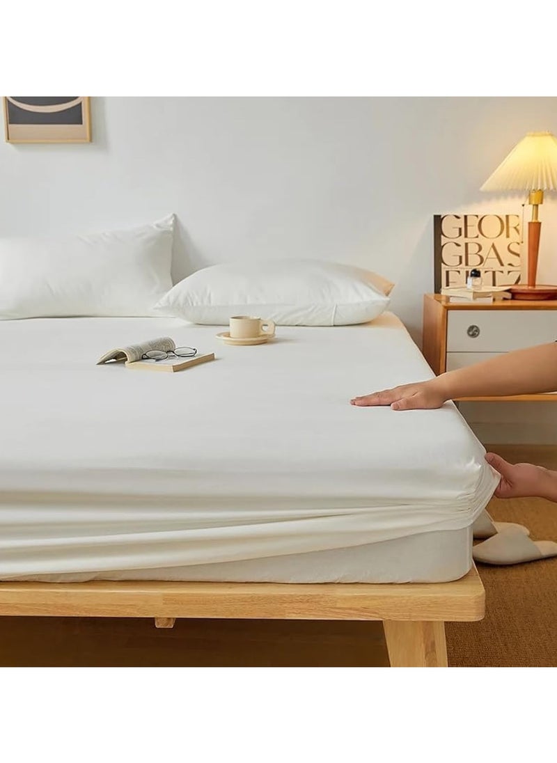 QBED QBED Plain Fitted Sheet Set for Hotels, Homes, Touristic Villages 3 Pieces (160 * 200 * 30 cm, Dark White)  - Image 4