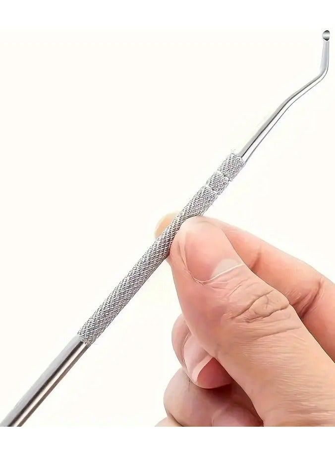 جلوسكي الفولاذ المقاوم للصدأ المنجم الأظافر نظافة - ملعقة الأظافر المنحنية للتنظيف العميق، قبضة غير الانزلاق، أداة علاج الأظافر سهلة الاستخدام - Image 1