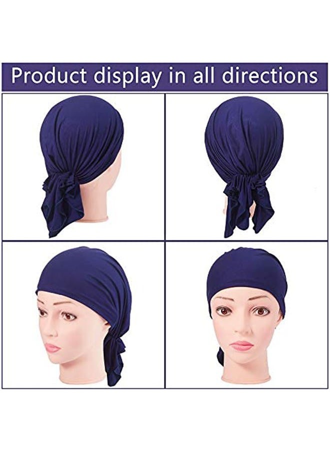Syhood 4 Pieces Slip-On Pre-Tied Head Scarves Women Headwear Turban Beanie Caps Head Wrap Headscarf for Women Girls (Grey, Camel, Navy Blue, Black) - Image 4