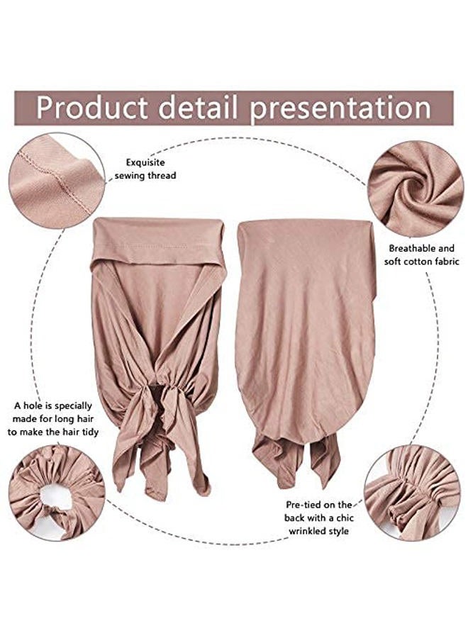 Syhood 4 Pieces Slip-On Pre-Tied Head Scarves Women Headwear Turban Beanie Caps Head Wrap Headscarf for Women Girls (Grey, Camel, Navy Blue, Black) - Image 3
