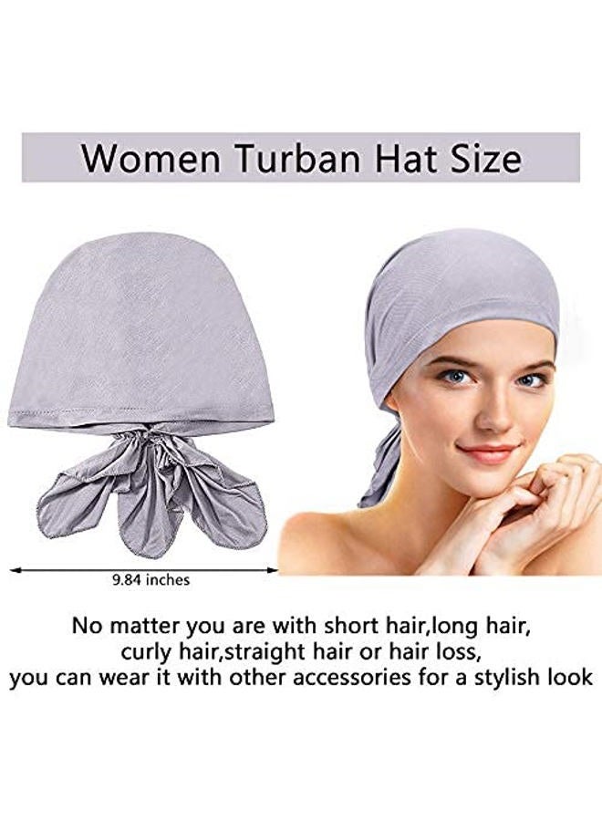 Syhood 4 Pieces Slip-On Pre-Tied Head Scarves Women Headwear Turban Beanie Caps Head Wrap Headscarf for Women Girls (Grey, Camel, Navy Blue, Black) - Image 2