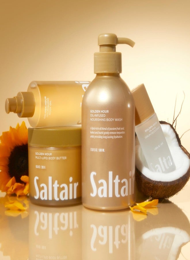 Saltair غسول الجسم سالتاير، حزمة ساعتي الذهب 2. منظف جسم مرطب بمكونات مرطبة. جل استحمام فاخر للنساء والرجال. نباتي، خالي من القسوة، خالي من البارابين. زجاجتان مضختان سعة 17 أونصة. - Image 5