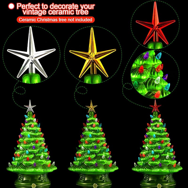 Riakrum 216 Pcs Christmas Tree Ceramic Lights Bulbs Plastic Flame Shape Small Twist Style Ceramic Tree Replacement Bulbs Colored Star Ornaments Topper Stars for Xmas Accessories - Image 3
