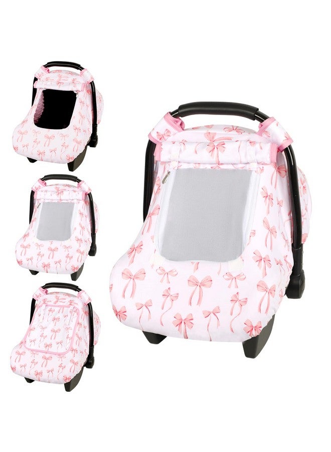 DAYEEBALL Baby Car Seat Cover, Windproof Carseat Cover for Infant Girls, Infant Warm Carseat Canopy with Double Layer Fabric for Winter, Compatible with Most Baby Car Seat, Bow - Image 1