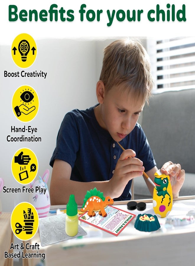 Little Berry DIY Mould and Paint Kit for Kids: Dinosaurs Craft Kit | Make 6 Glow in The Dark Fridge Magnets | Painting Art & Craft Set for Girls & Boys 3-10 Years | DIY Kit for Kids | Gifting Toys - Image 5