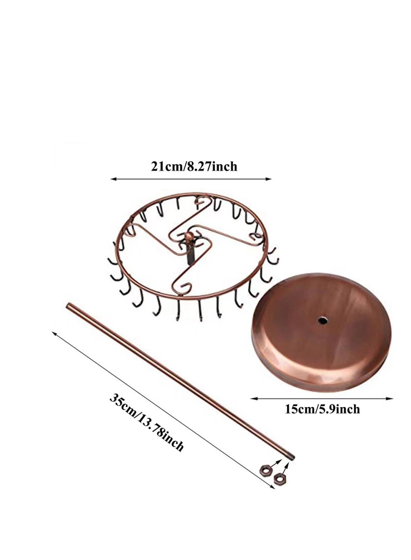 SYOSI Rotating Necklace Earrings Holder Jewelry Organizer Display Stand 14-Inch with 23 Hooks Copper - Image 3