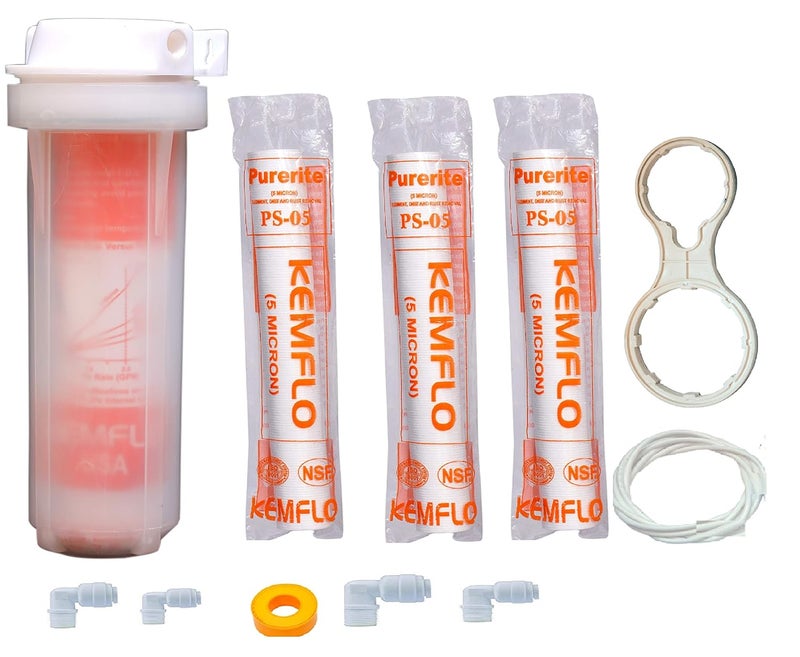 IONIX See Through Transparent Pre Filter Complete kit, pre Filter for Water Purifier, with 4 PP Spun Filter (Transparent Bowl Set with 4 Spun) - Image 1