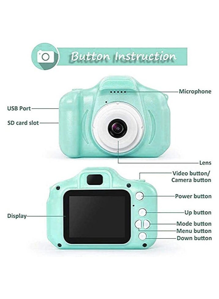 Toy Digital Camera for Kids With 32 GB Memory Card And Card Reader (Green), Gifts for Child Boys Girls, Mini Rechargeable, Shockproof Silicon Digital Camera for Kids  - Image 3