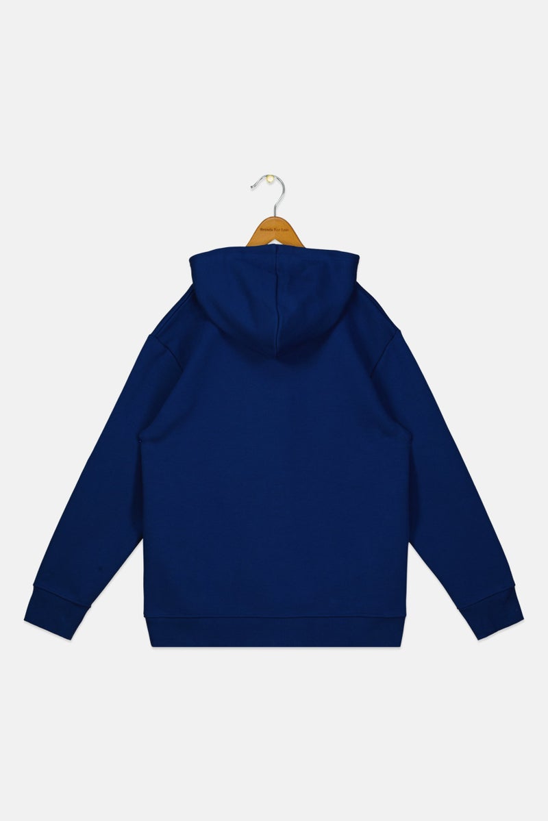 Reebok هودي بأكمام طويلة للأطفال الأولاد بشعار العلامة التجارية، أزرق داكن - Image 2