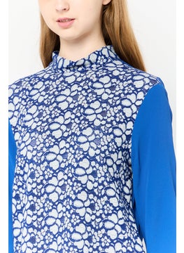 Harmont & Blaine Women Mock Neck Long Textured Floral Top, Multicolor  - Image 2
