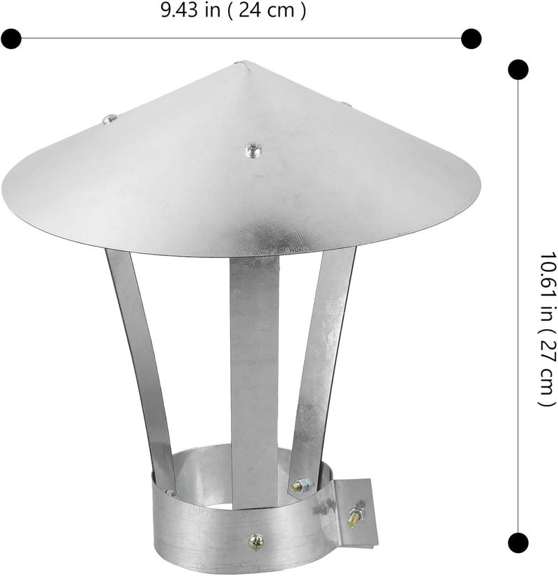 Beavorty Chimney Cap Rainproof Cover 10cm Galvanized Steel Roof Vent Cap Windproof Tube Protector for Outdoor Fireplace Stove Pipe - Image 2