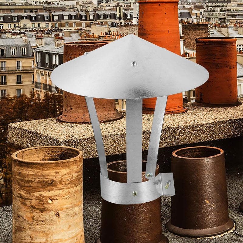 Beavorty Chimney Cap Rainproof Cover 10cm Galvanized Steel Roof Vent Cap Windproof Tube Protector for Outdoor Fireplace Stove Pipe - Image 4