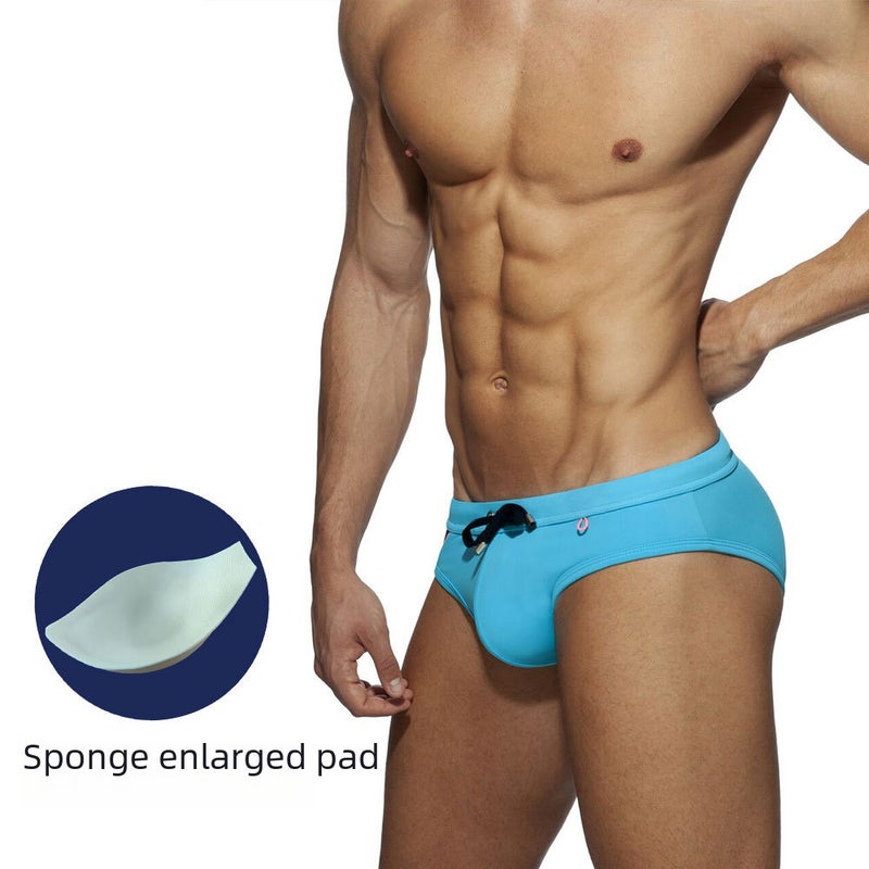UXH bikini triangle cup U highlights the big foreign trade men''s swimming trunks close-fitting color matching simple trend briefs - Image 3