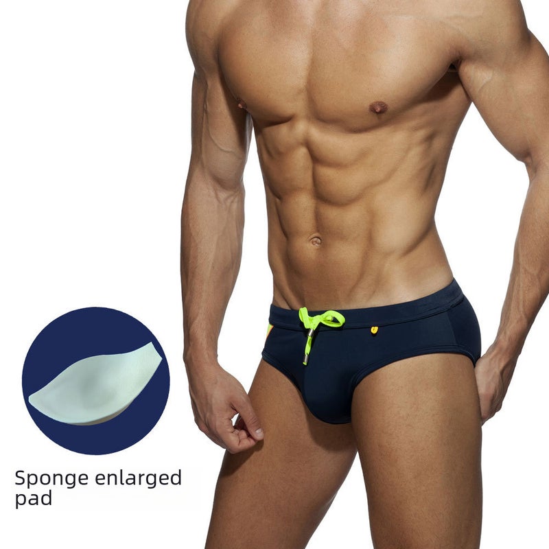 UXH bikini triangle cup U highlights the big foreign trade men''s swimming trunks close-fitting color matching simple trend briefs - Image 4