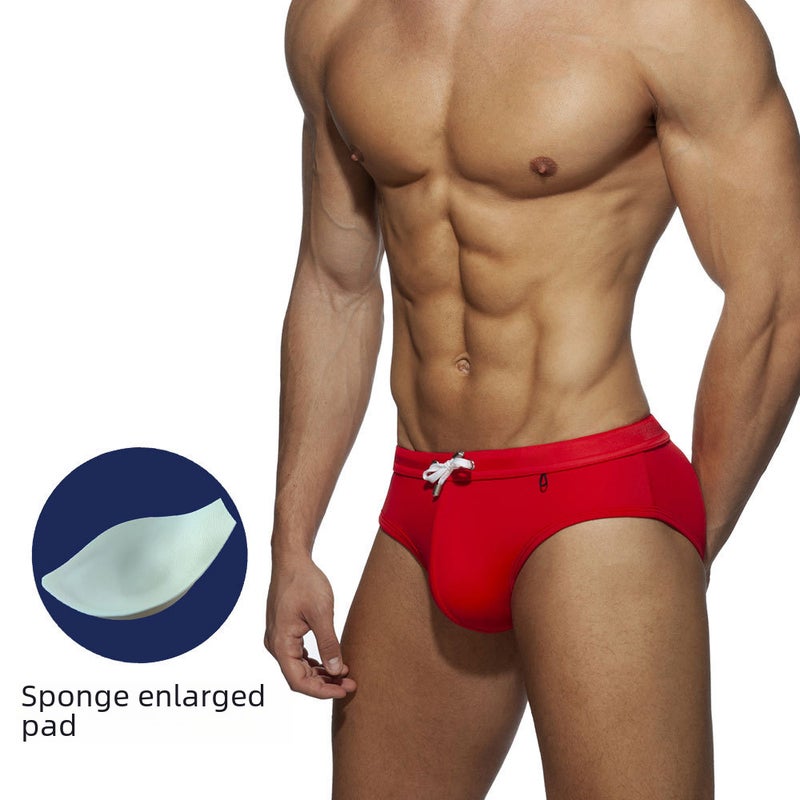 UXH bikini triangle cup U highlights the big foreign trade men''s swimming trunks close-fitting color matching simple trend briefs - Image 5