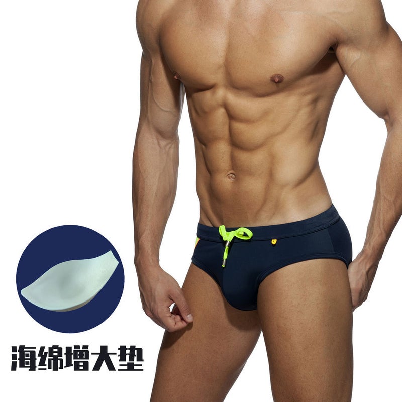 UXH bikini triangle cup U highlights the big foreign trade men''s swimming trunks close-fitting color matching simple trend briefs - Image 1