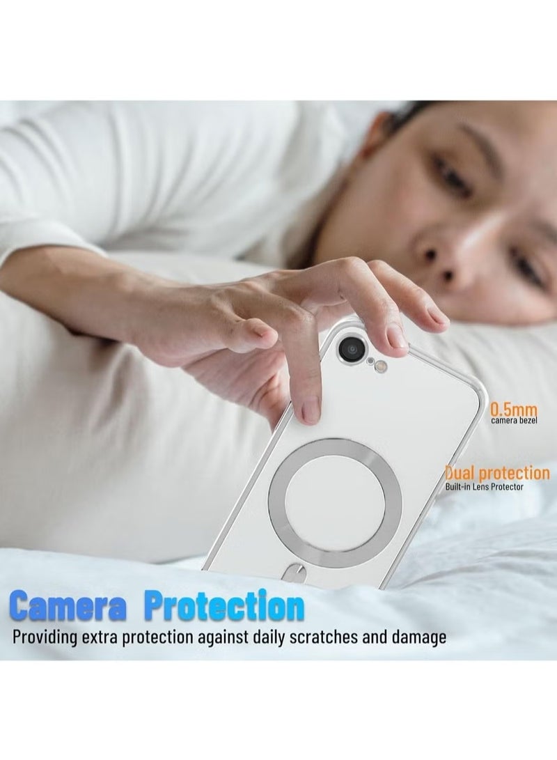 ELTRAZONE Apple iPhone 16e 5G 2025 MagSafe Compatible PU Clear Case – Luxury Plating Finish, Raised Lips for Camera Protection, Shockproof Transparent Cover with Slim Fit Design & Precise Cutouts Silver - Image 3