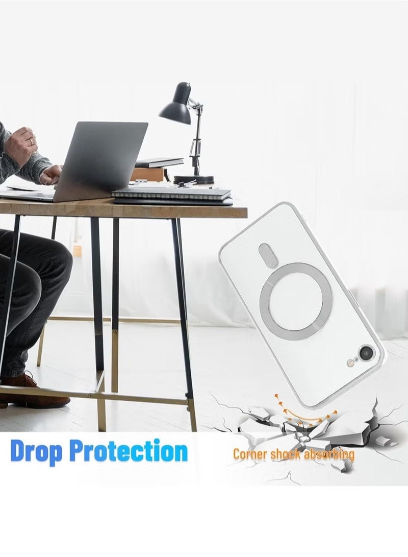 ELTRAZONE Apple iPhone 16e 5G 2025 MagSafe Compatible PU Clear Case – Luxury Plating Finish, Raised Lips for Camera Protection, Shockproof Transparent Cover with Slim Fit Design & Precise Cutouts Silver - Image 5