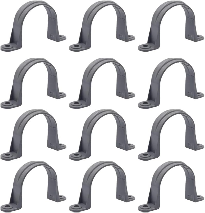 12 قطعة من أربطة أنابيب PVC مقاس 2 1/2 بوصة، مشابك قنوات بلاستيكية مزدوجة الثقوب للكابلات المنزلية والصناعية - Image 2