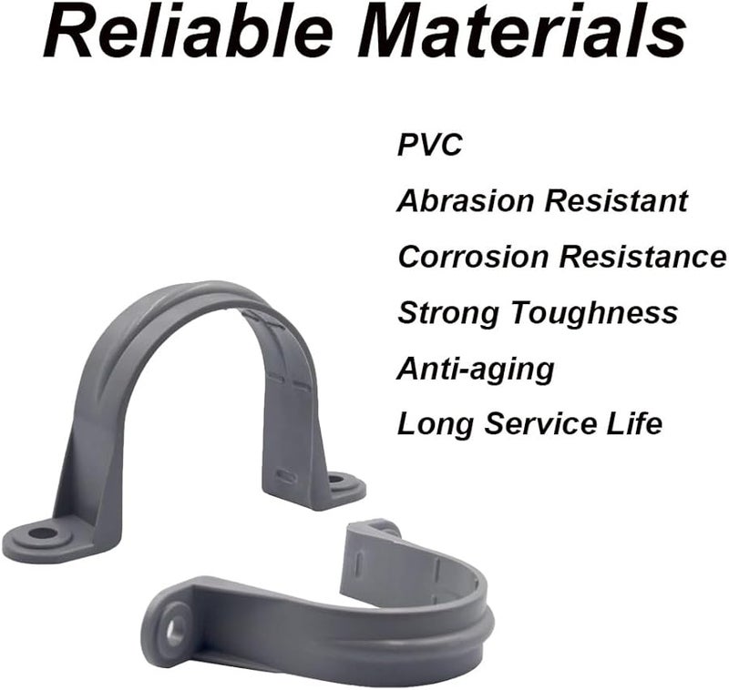 12 قطعة من أربطة أنابيب PVC مقاس 2 1/2 بوصة، مشابك قنوات بلاستيكية مزدوجة الثقوب للكابلات المنزلية والصناعية - Image 5