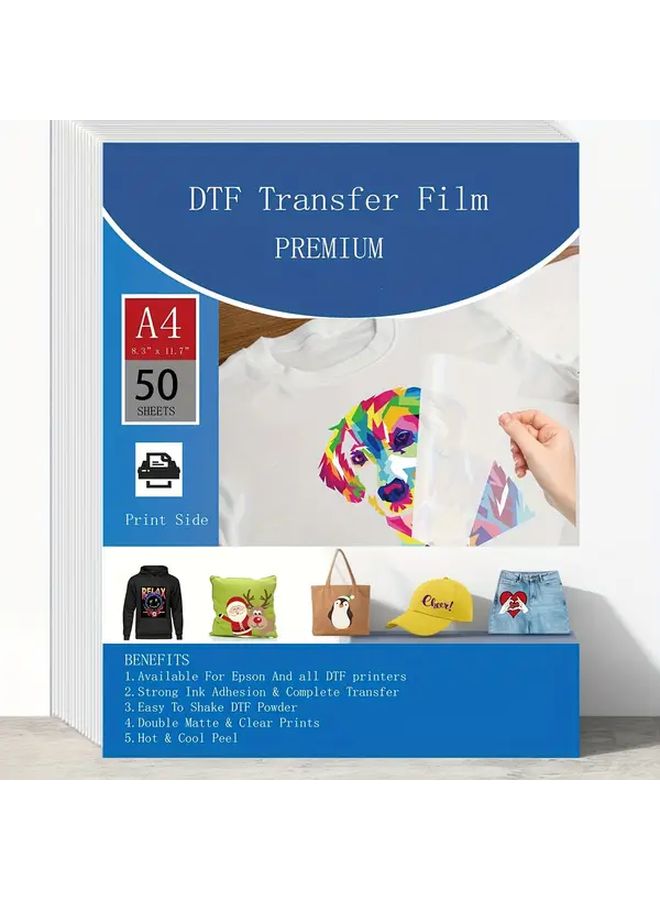 100 Sheets A4 Double Sided Cold Hot Peel DTF Transfer Film For T Shirt DIY - Image 2