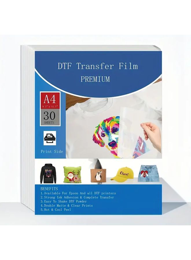 100 Sheets A4 Double Sided Cold Hot Peel DTF Transfer Film For T Shirt DIY - Image 1