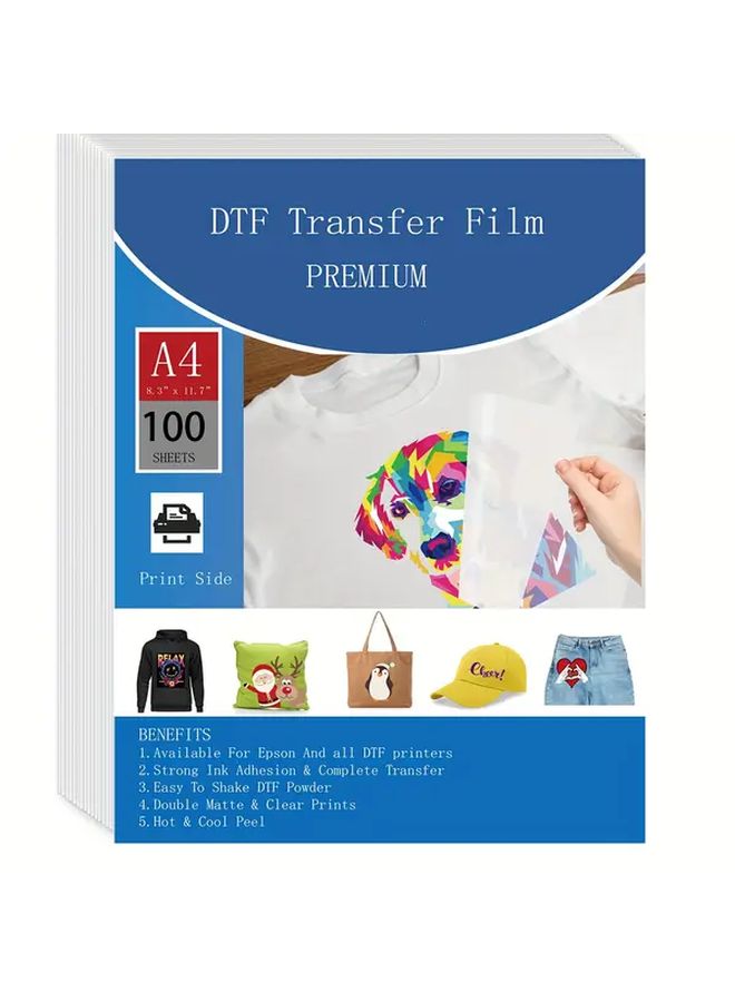 100 Sheets A4 Double Sided Cold Hot Peel DTF Transfer Film For T Shirt DIY - Image 3