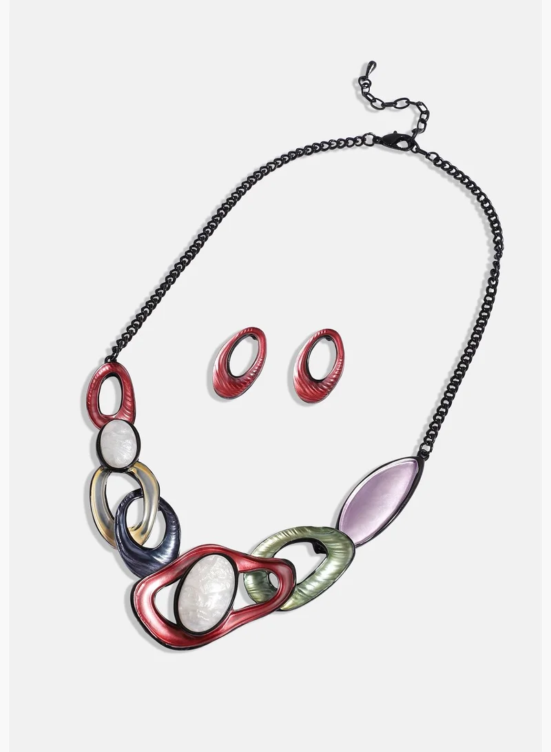 SOHI Trendy Designer Stone Party Wear Necklace and Earring Set For Women