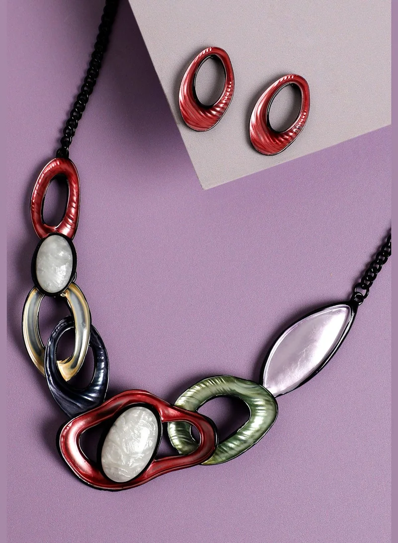 SOHI Trendy Designer Stone Party Wear Necklace and Earring Set For Women