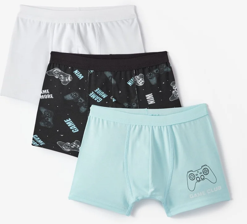 جون Boy Game Patterned 3-Pack Boxer