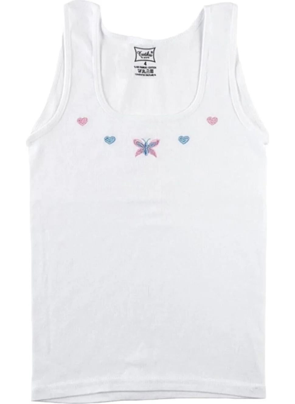 Tutku Passion Passion Girls 3-Pack White Wide Strap Embroidered Rib Undershirt