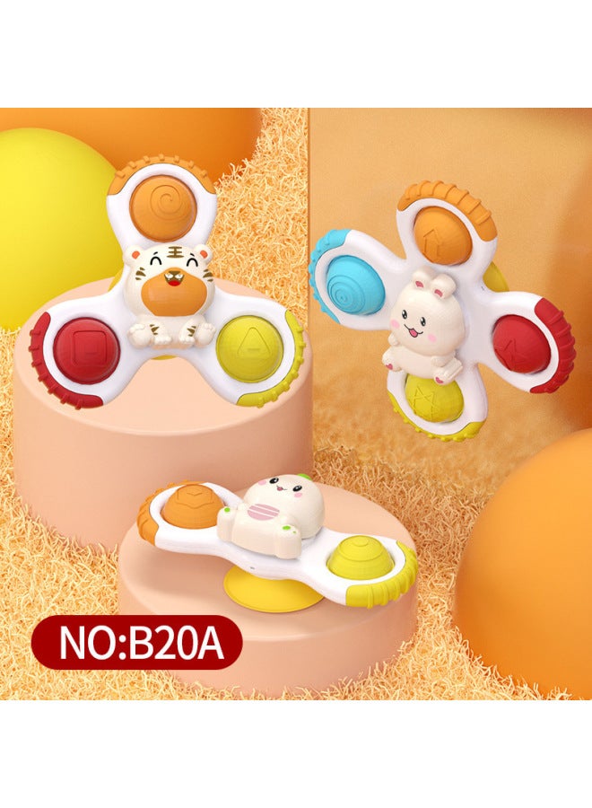 Sucker Turnball Toy Baby Fun Dining Table And Chair Children's Magic Rotating Fingertip Finger Gyro Explosions-Color:Rabbit Duck Tiger Turn Music (English Color Box) - Image 4