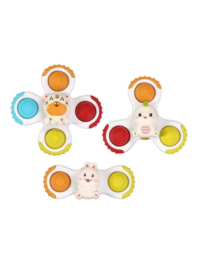 Sucker Turnball Toy Baby Fun Dining Table And Chair Children's Magic Rotating Fingertip Finger Gyro Explosions-Color:Rabbit Duck Tiger Turn Music (English Color Box) - Image 1