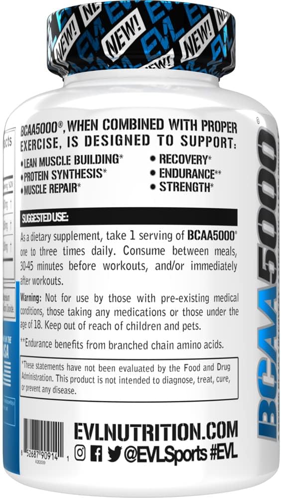 Evlution BCAAs Amino Acids Supplement for Men  EVL 211 5g BCAA Capsules for Post Workout Recovery and Lean Muscle Builder for Men  BCAA5000 Branched Chain Amino Acids Nutritional Supplement  30 Servings - Image 4
