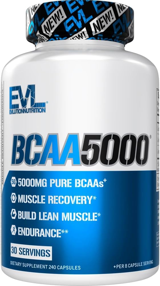 Evlution BCAAs Amino Acids Supplement for Men  EVL 211 5g BCAA Capsules for Post Workout Recovery and Lean Muscle Builder for Men  BCAA5000 Branched Chain Amino Acids Nutritional Supplement  30 Servings - Image 1