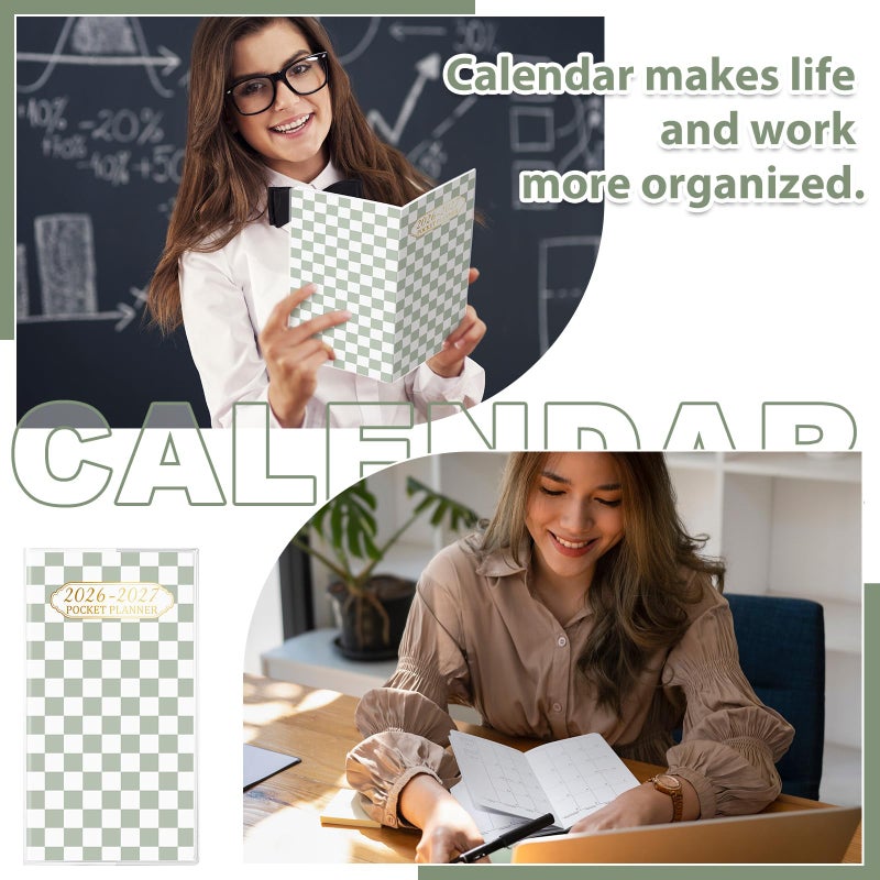 ReliThick 2026-2027 Pocket Calendar for Purse Small Monthly Planner for Women Sage Green Handy Weekly Pocket Planner Journal Notebook Christmas New Year Gift Sister Friends Women - Image 5