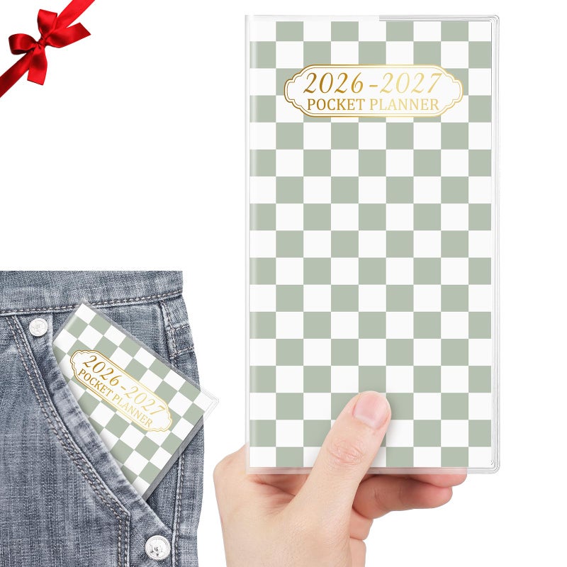 ReliThick 2026-2027 Pocket Calendar for Purse Small Monthly Planner for Women Sage Green Handy Weekly Pocket Planner Journal Notebook Christmas New Year Gift Sister Friends Women - Image 1