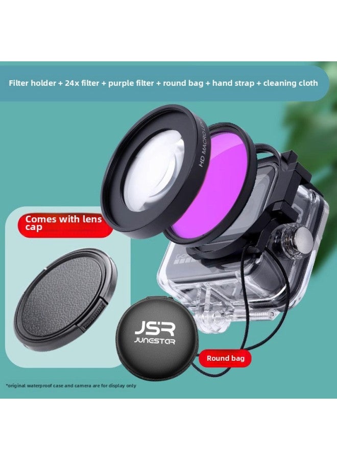 general For GoPro Hero5/6/7 Motion Camera Filter Waterproof Shell Filter Accessories-stackable Version-Color:Waterproof Shell Filter Holder + 24x Macro/submersible Purple Filter Jsr-1371-08 - Image 1